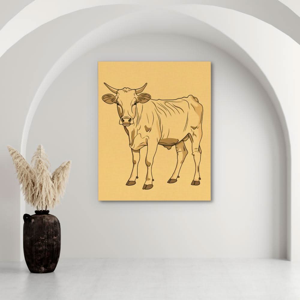 Farm Cow - Beige Cow Canvas Print