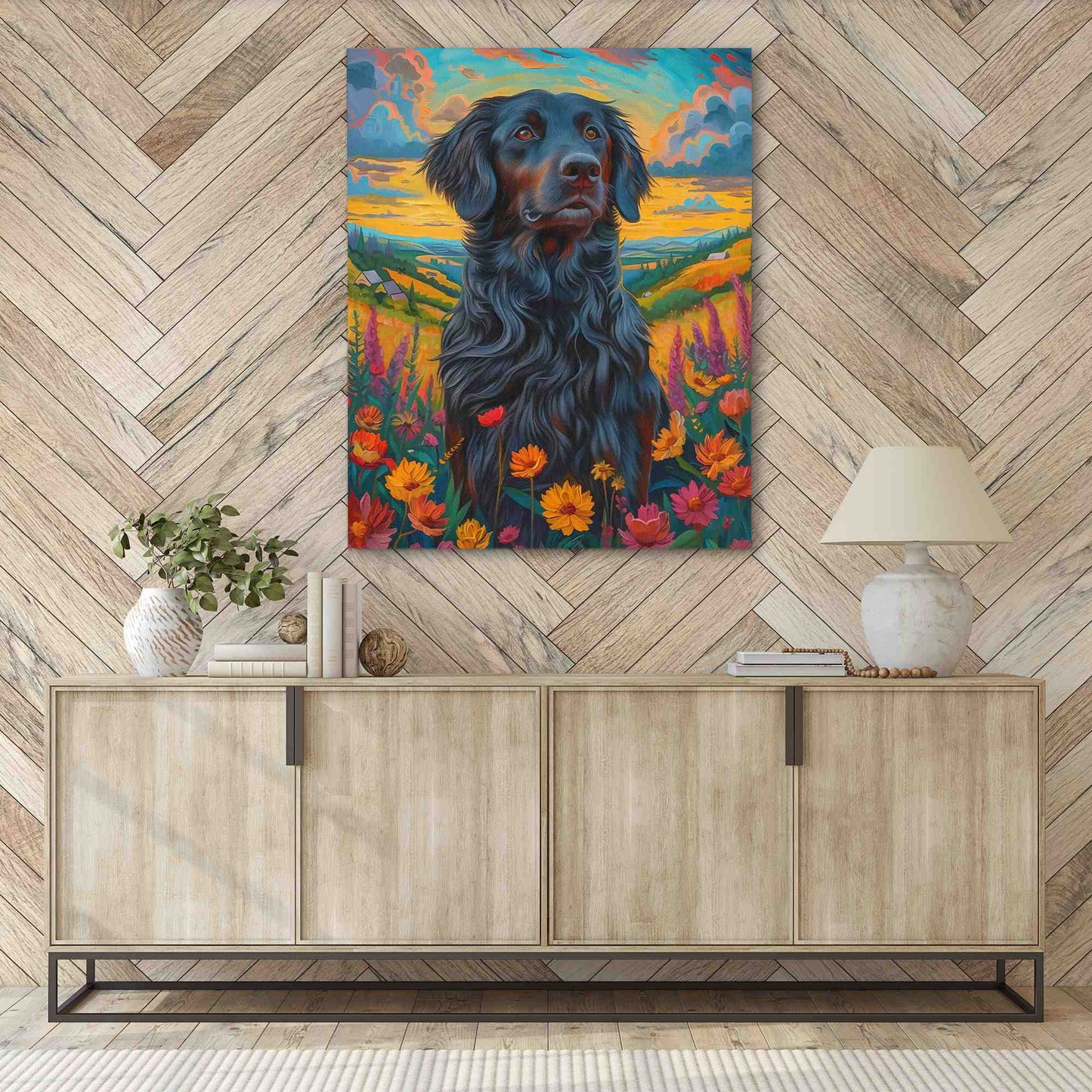 Farm Labrador - Dog Wall Art in Black Frame