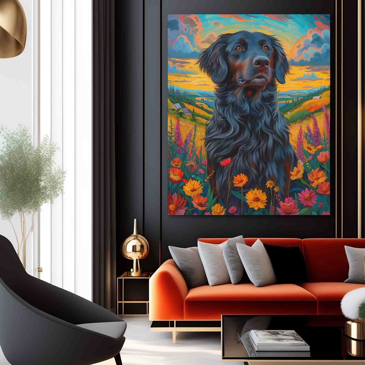 Farm Labrador - Maximalist Wall Art in Black Frame