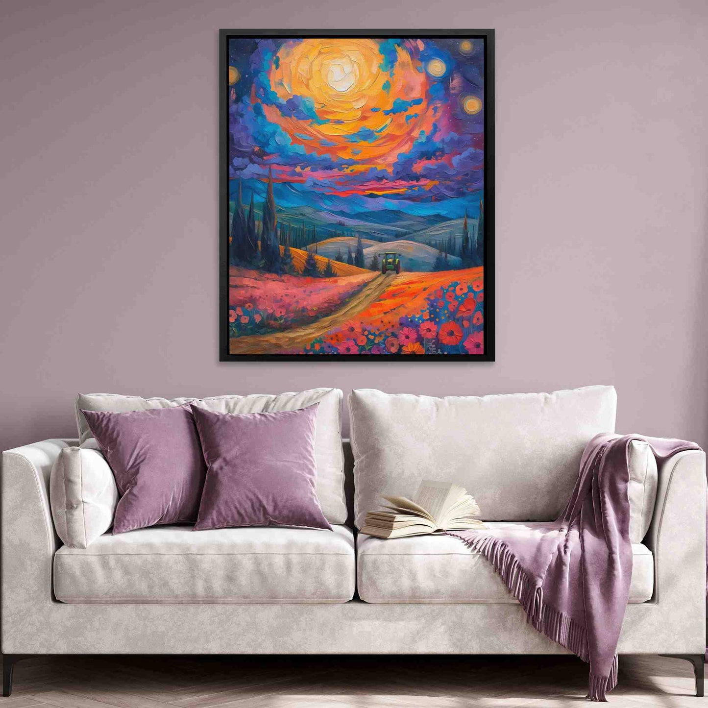 Farm Sunset - Maximalist Colorful Canvas Wall Art