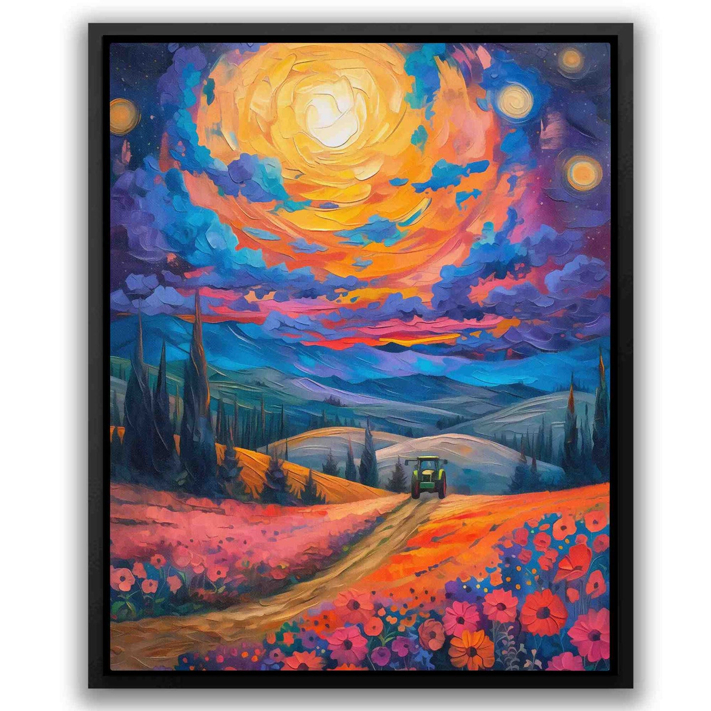 Farm Sunset - Colorful Floral Canvas Print