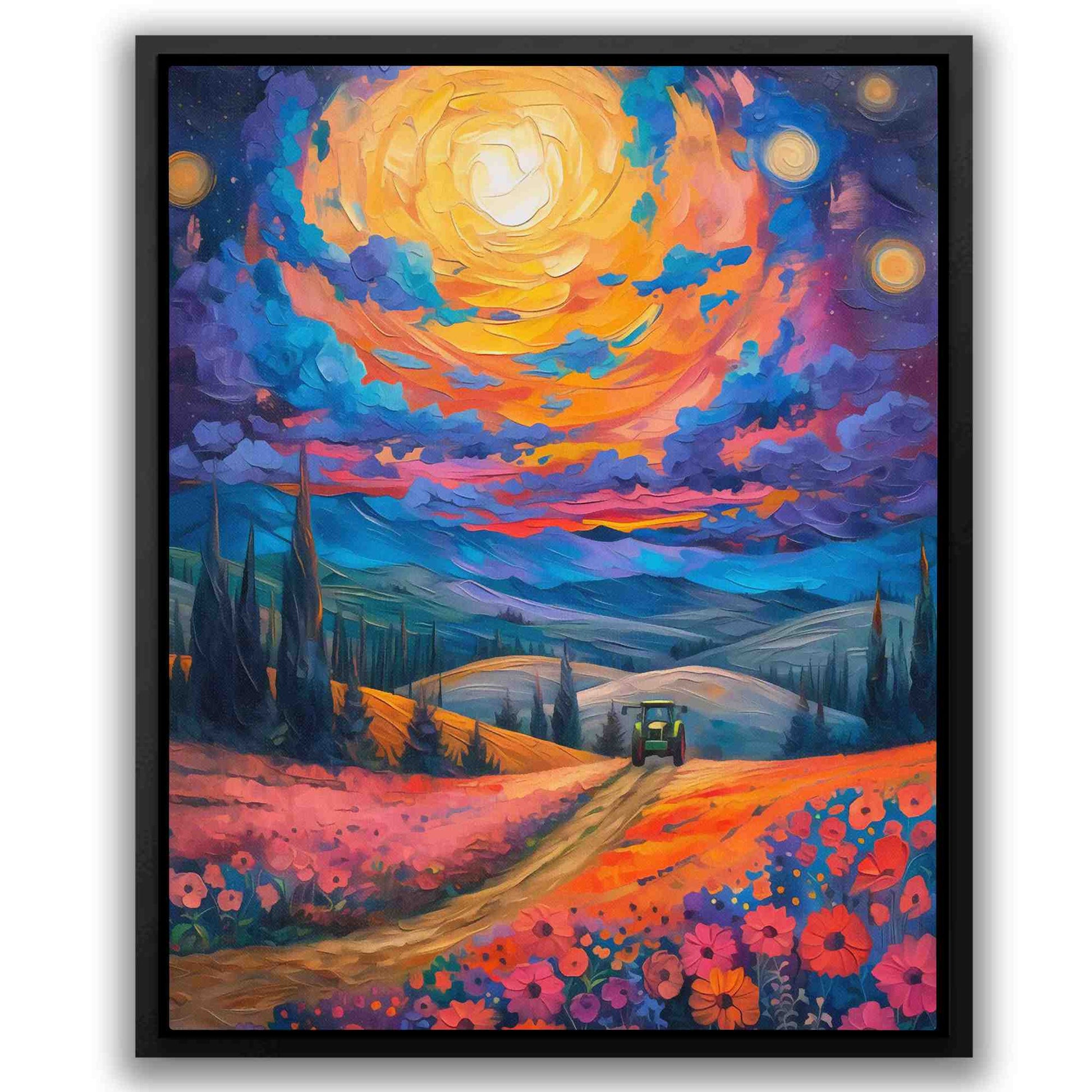 Farm Sunset - Colorful Floral Canvas Print