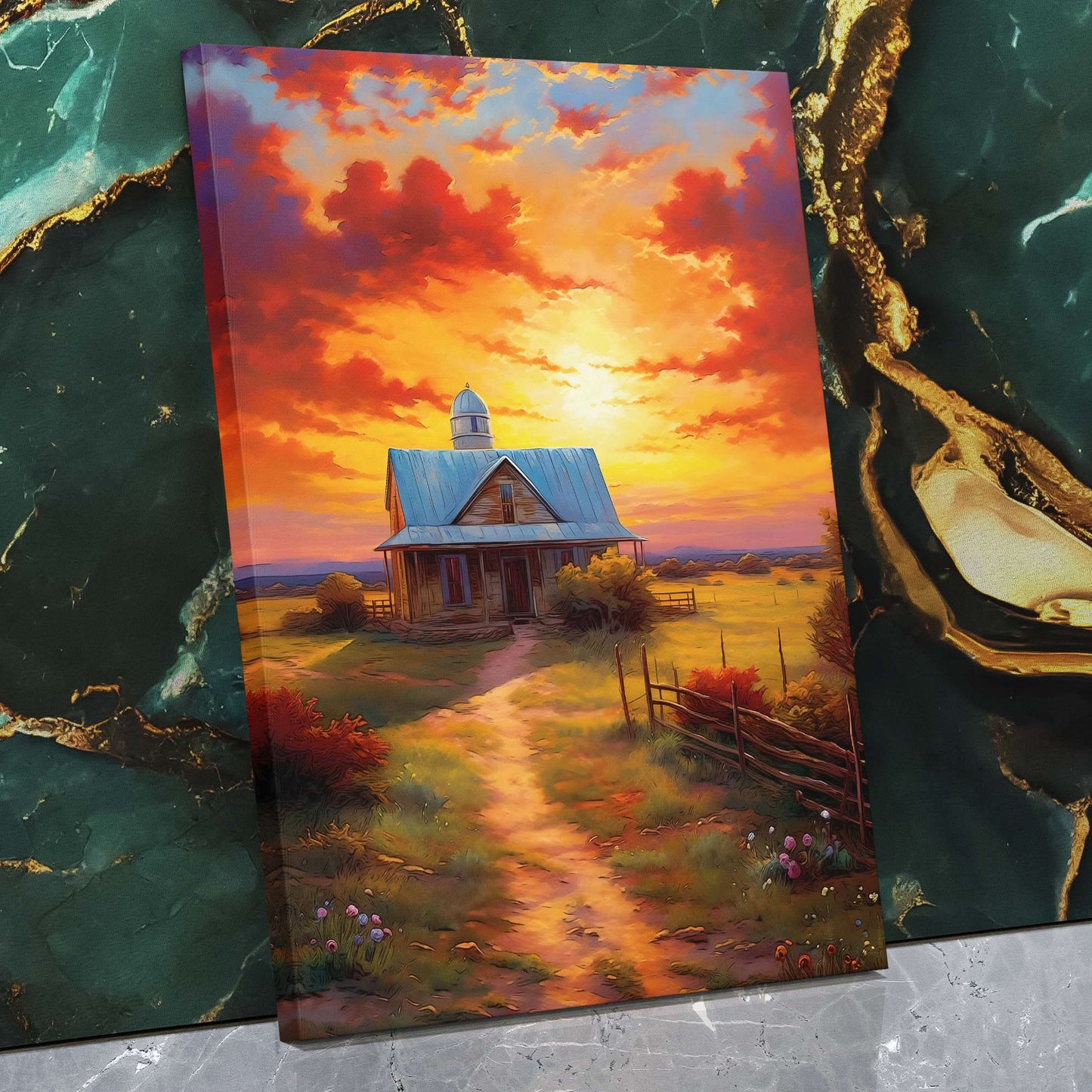 Farmstead Melodies - Red Farm Canvas Print