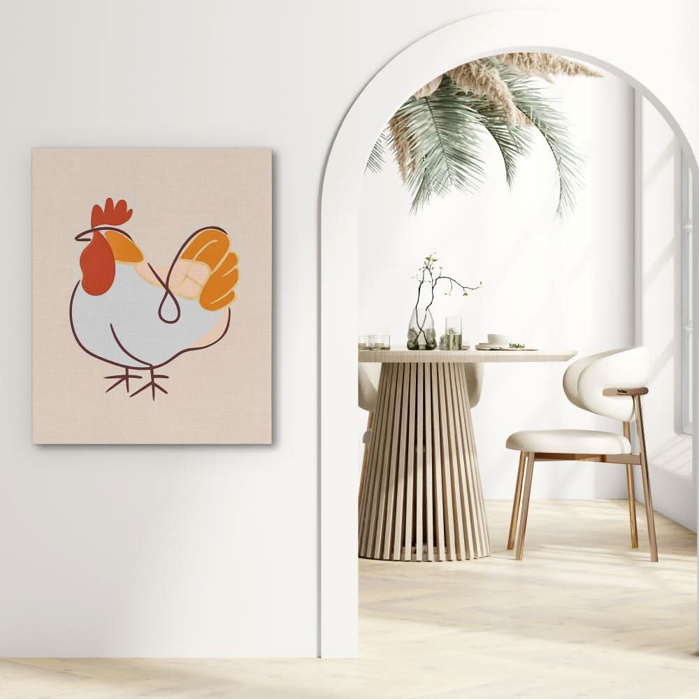 Farmyard Cluck - Minimalist Wall Art in Black Frame