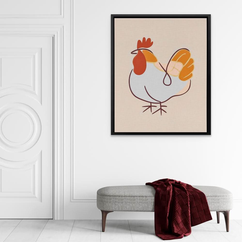 Farmyard Cluck - Modern Neutral Canvas Wall Art