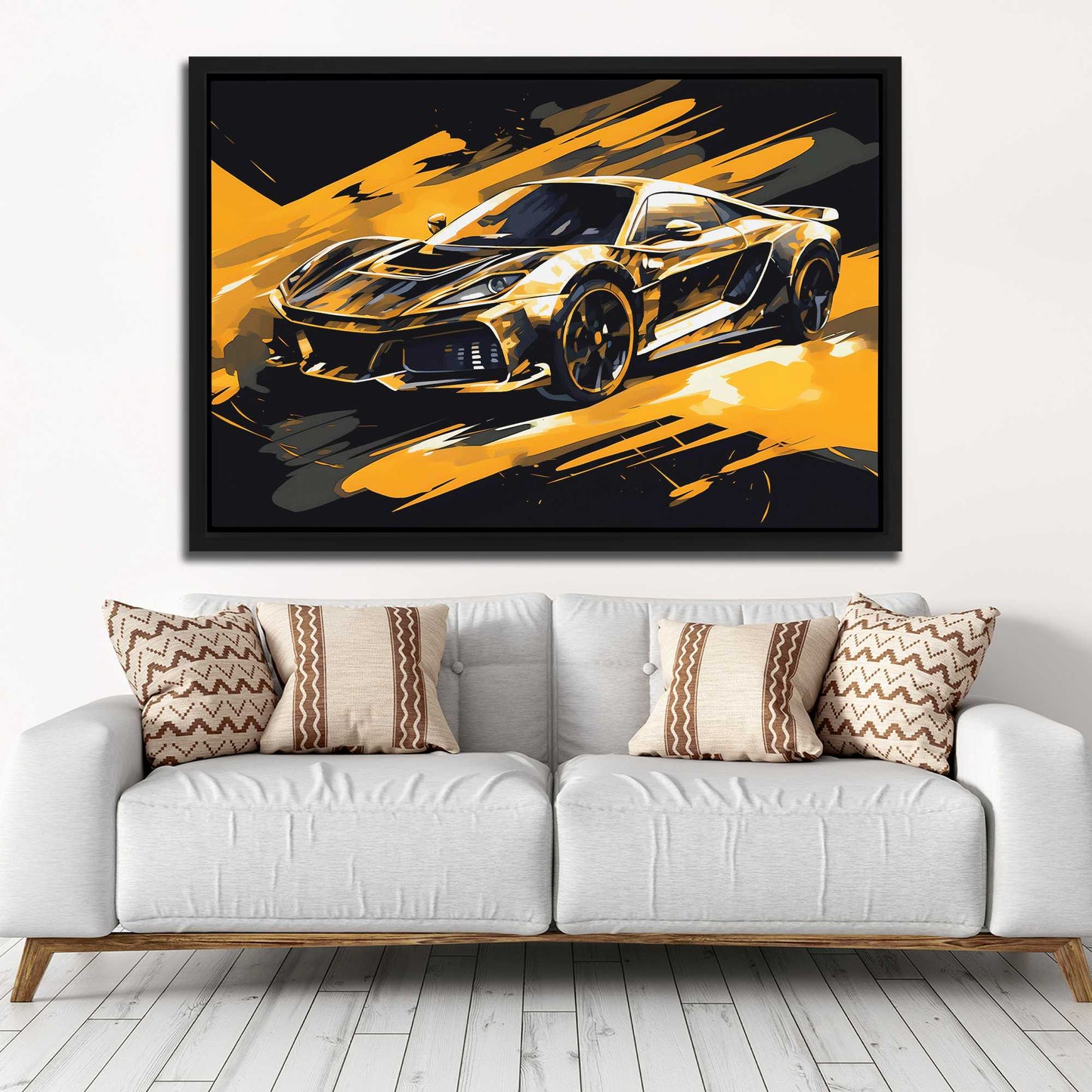 Fast Car - Black and Gold Car Canvas Print