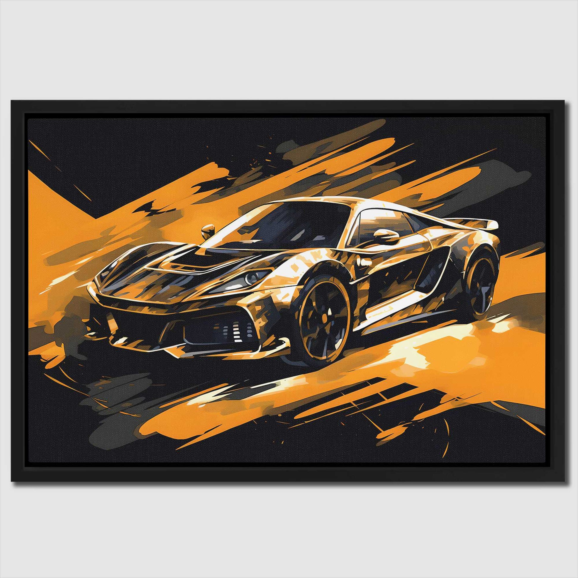 Fast Car - Black and Gold Canvas Wall Art