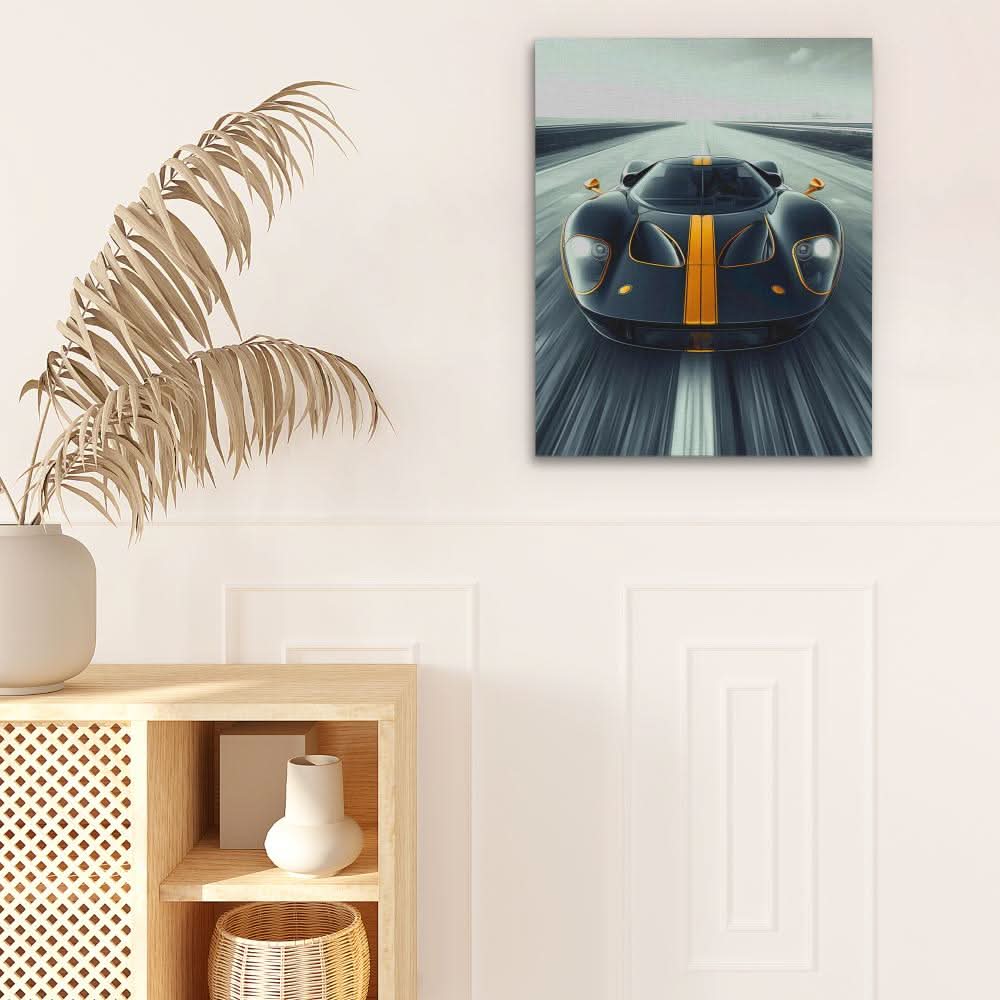 Fast Tracking - Black Gold and White Canvas Print
