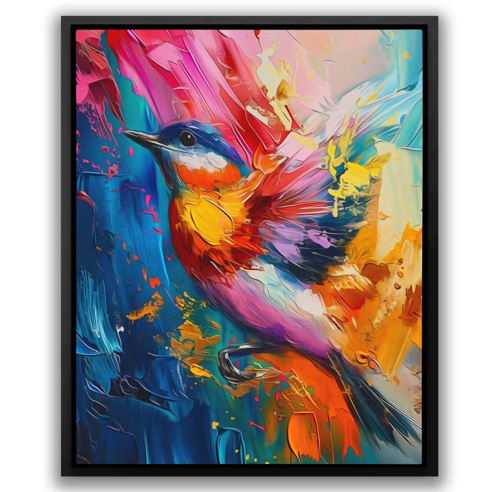 Feathered Fanfare - Blue Canvas Wall Art