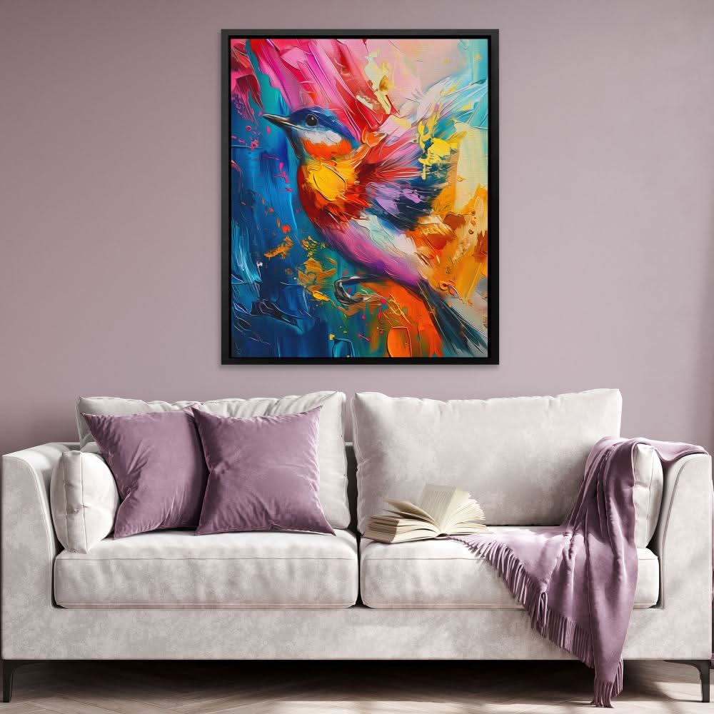 Feathered Fanfare - Blue Wall Art for Bedroom