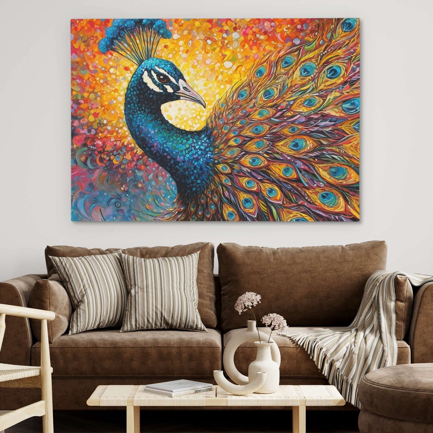 Feathered Majesty - Feathers Wall Art in Black Frame