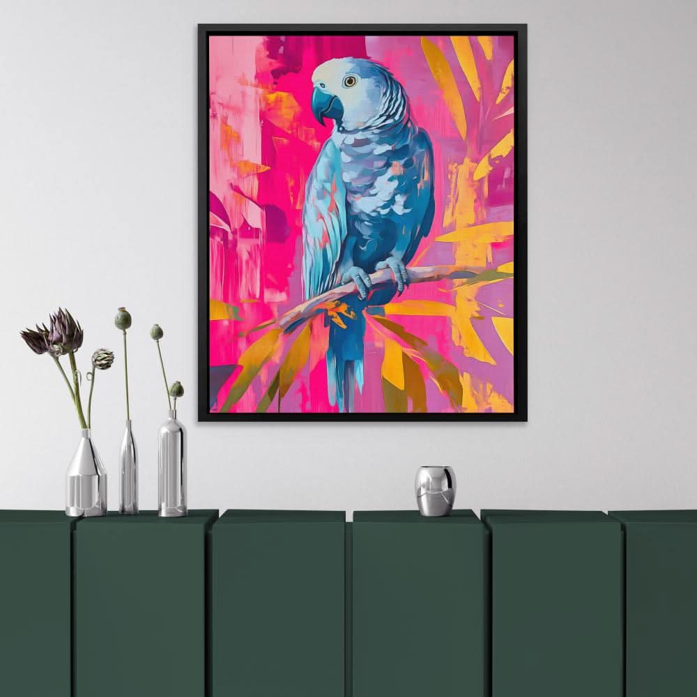 Feathers & Magenta - Wall Art in Black Frame