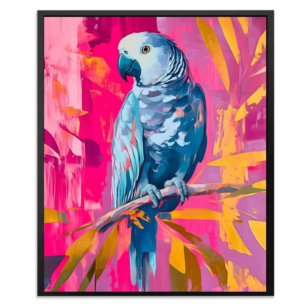 Feathers & Magenta - Colorful Pink and Gold Canvas Print