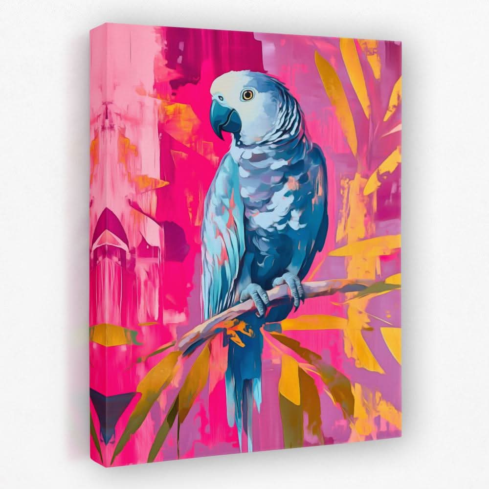 Feathers & Magenta - Bird Canvas Wall Art