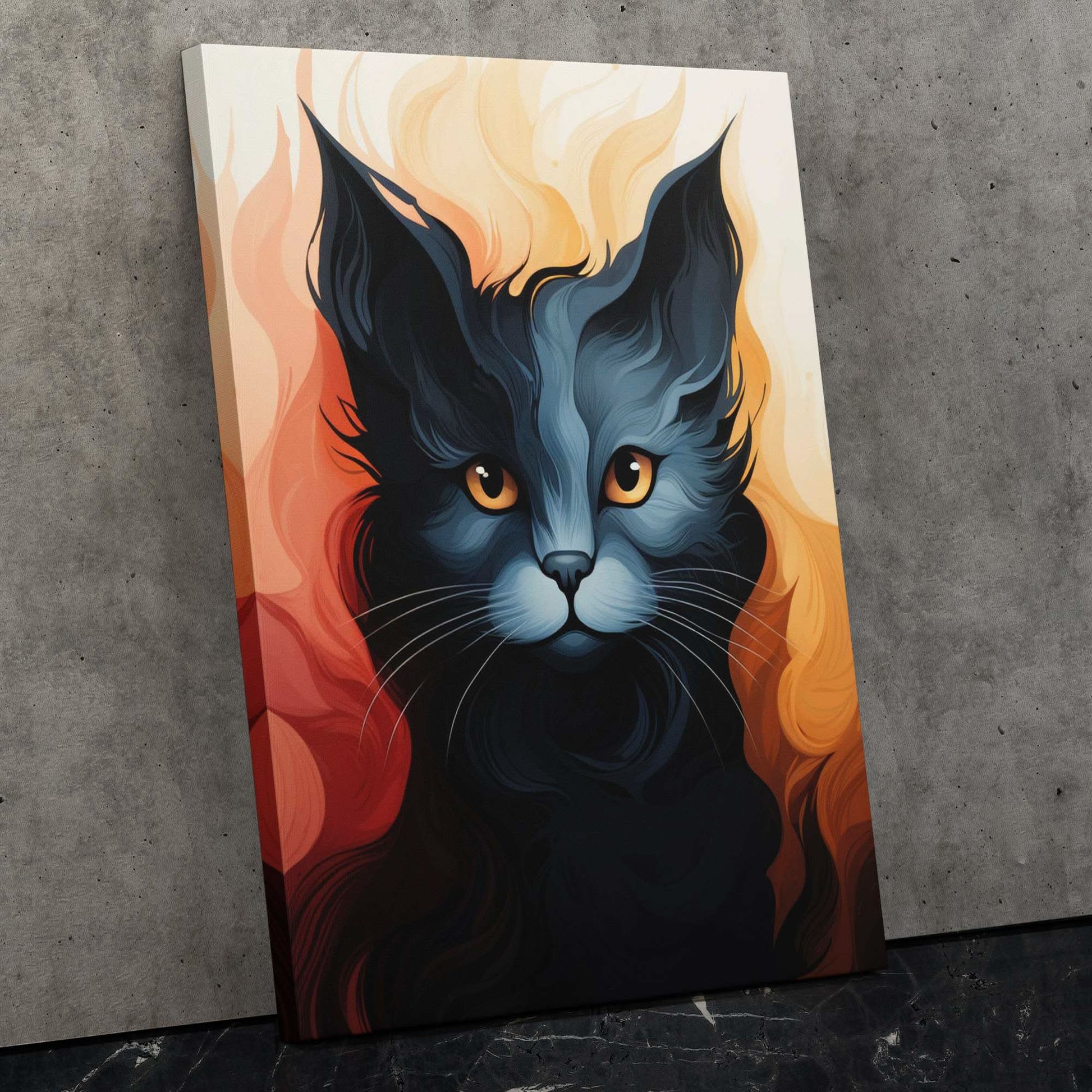 Feline Fantasy - Abstract Wall Art in Black Frame