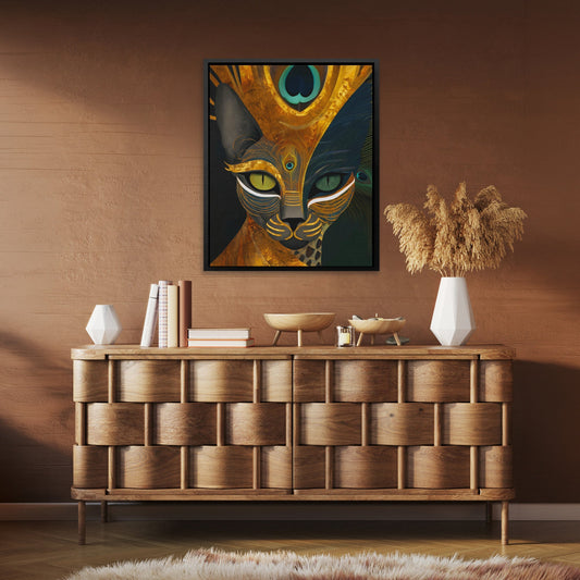 Feline Peacock Crown - Luxury Wall Art