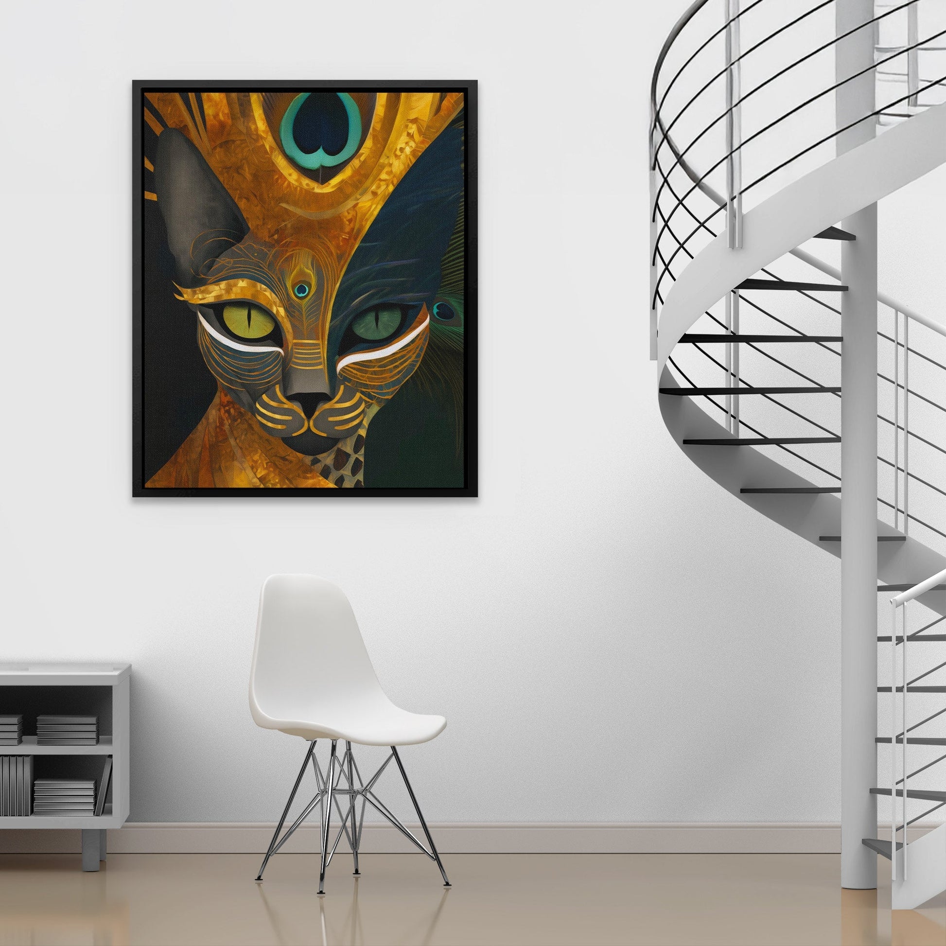 Feline Peacock Crown - Luxury Wall Art