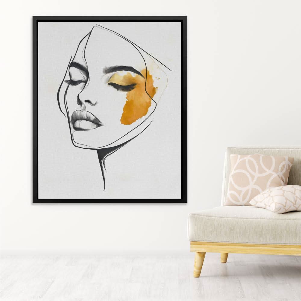 Feminine Face Line Art - Female Art for Bedroom