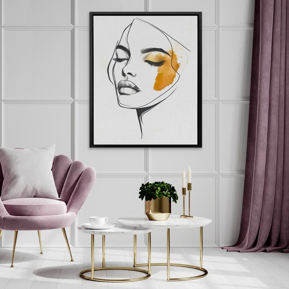 Feminine Face Line Art - Large Figurative Canvas Print