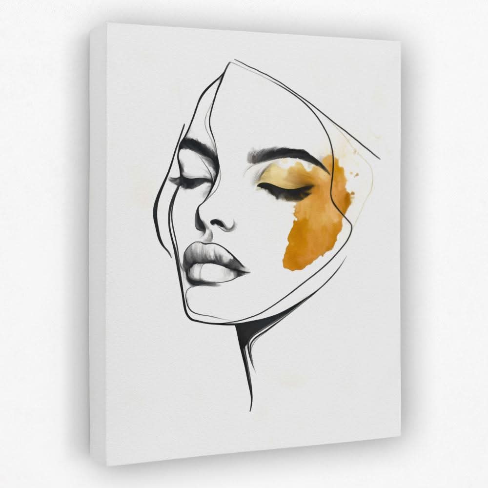 Feminine Face Line Art - Female Canvas Wall Art
