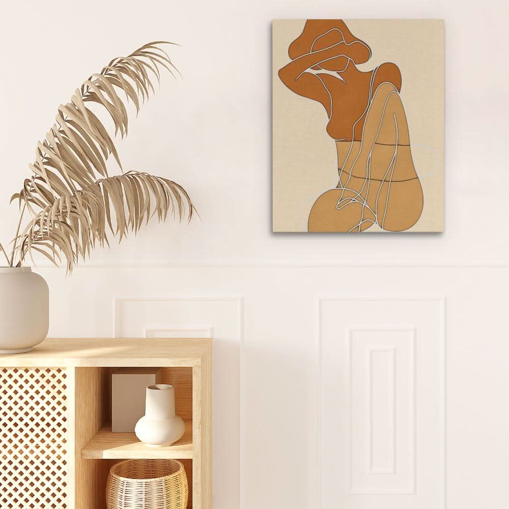 Feminine Objectivity - Figurative Brown Canvas Wall Art