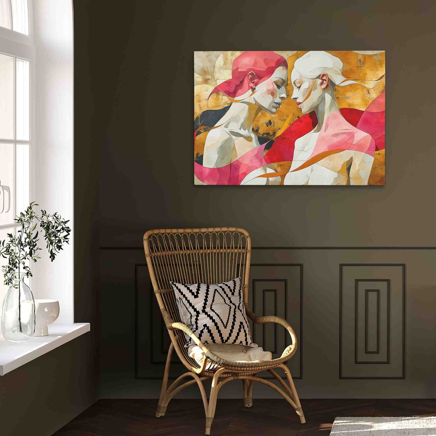 Feminine Romance - Gay Wall Art in Black Frame