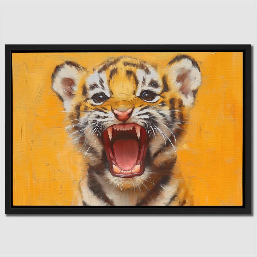 Ferocious Tiger Cub - Yellow Wall Art for Kids Room