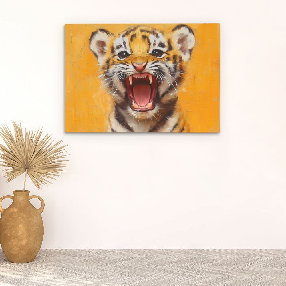 Ferocious Tiger Cub - Yellow Big Cat Canvas Print