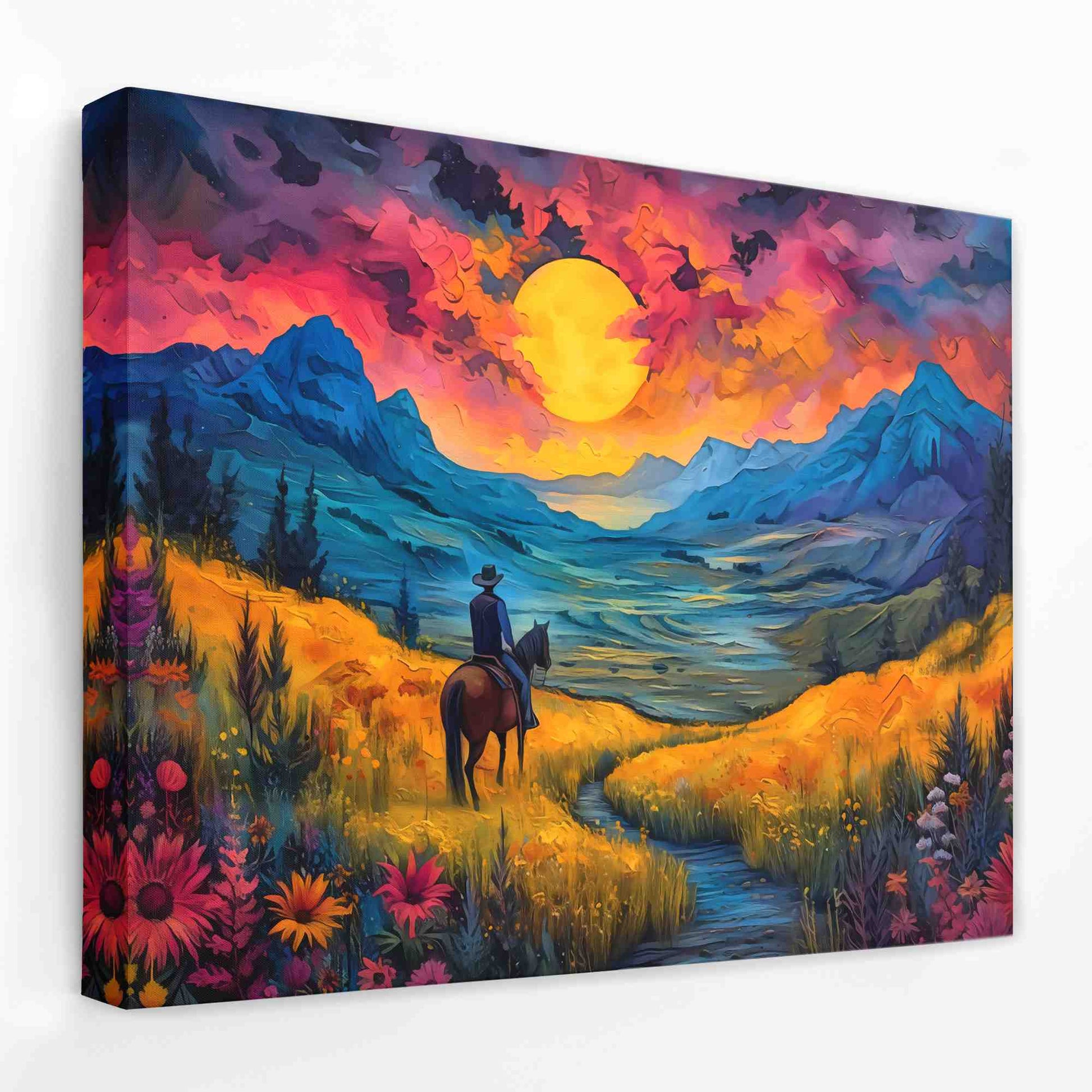 Field of Golden Blue - Country Canvas Wall Art