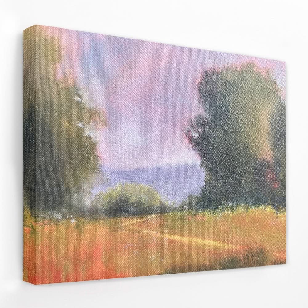 Field Study with Red Flowers - Country and Farm Canvas Wall Art
