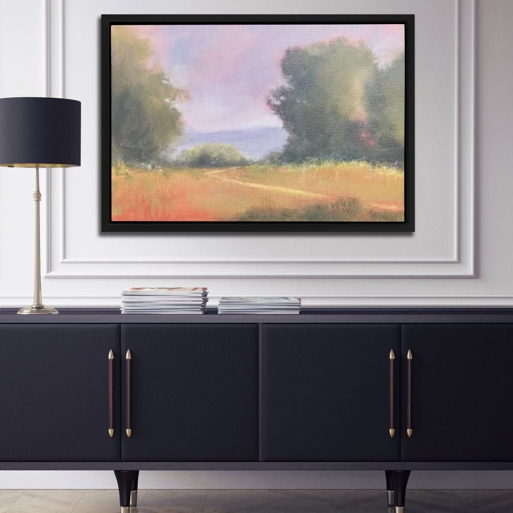Field Study with Red Flowers - Earth Tones Denise Cousineau Canvas Print