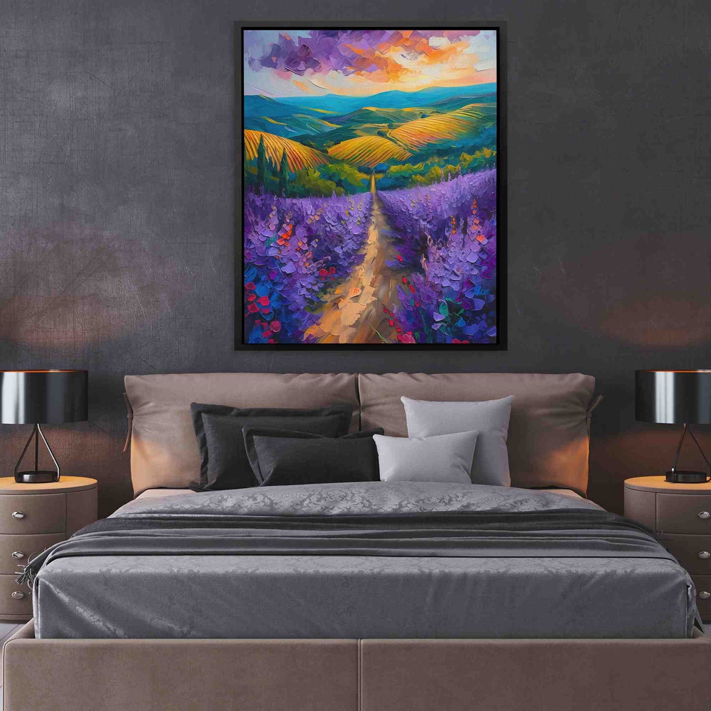 Fields of Amethyst - Field Wall Art in Black Frame