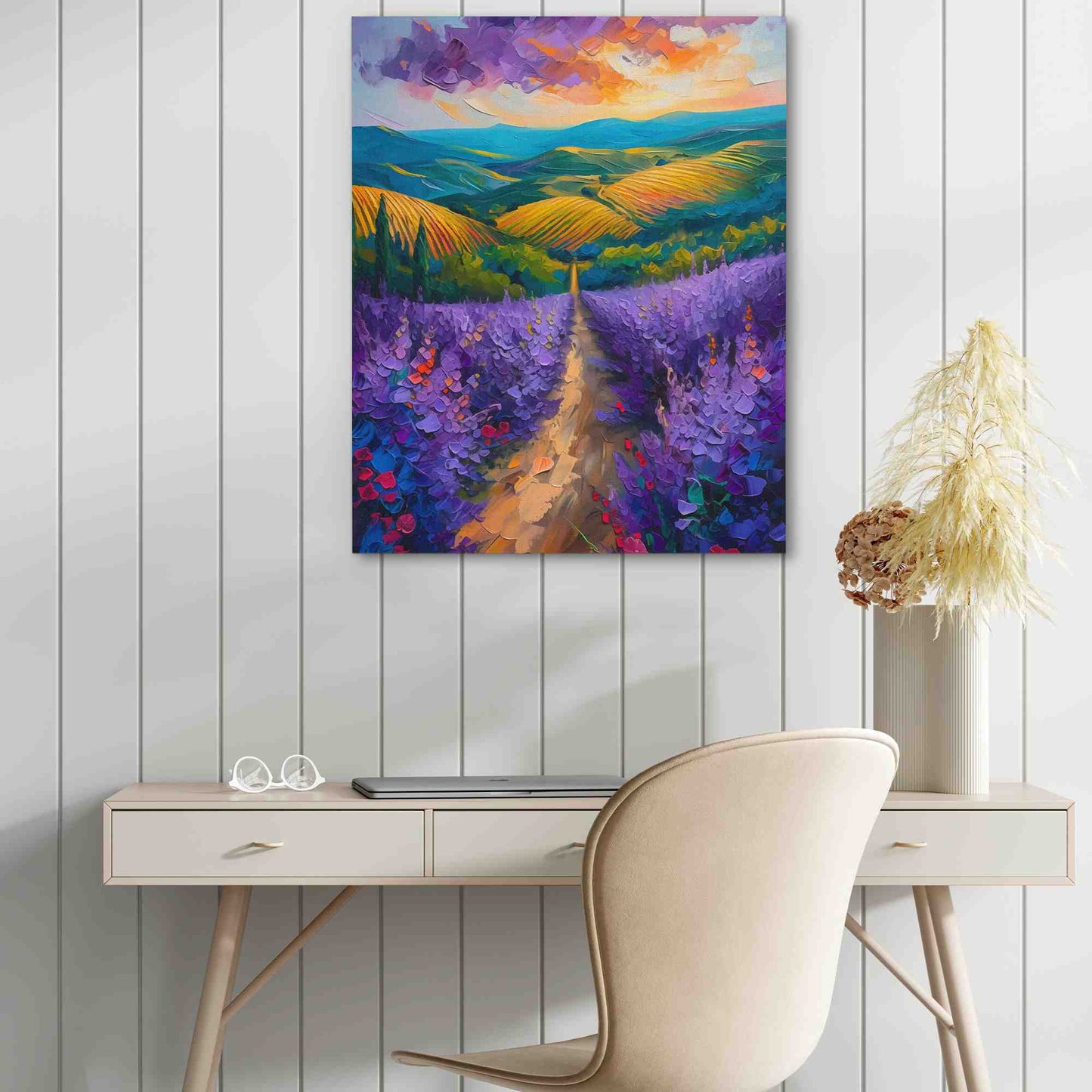 Fields of Amethyst - Impressionist Purple Canvas Wall Art