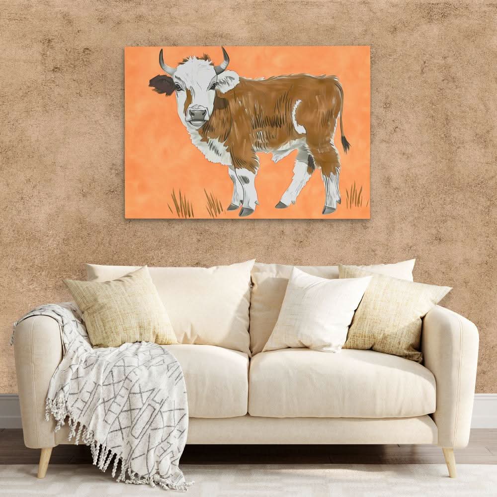 Fields of Joy - Cow Wall Art in Black Frame