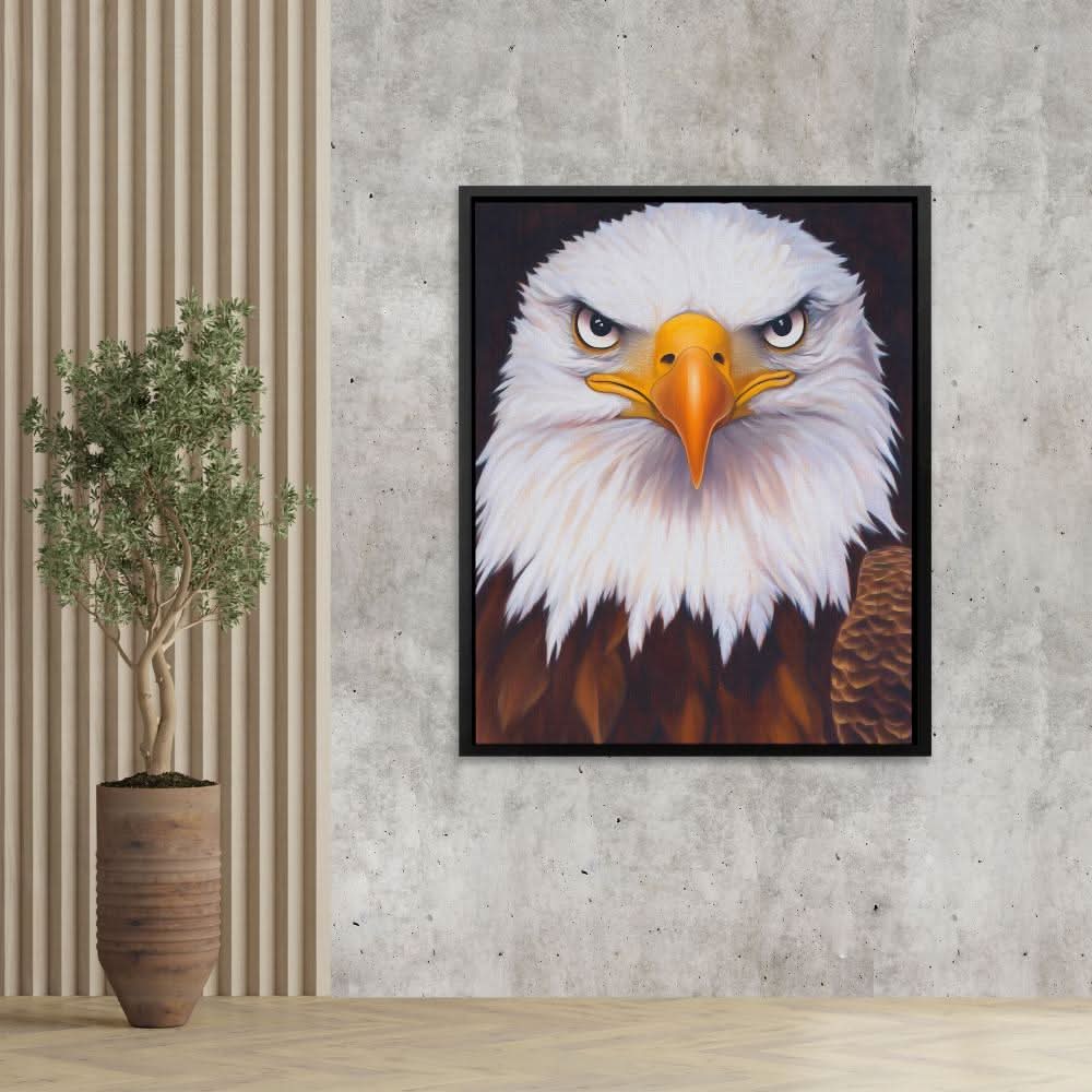Fierce Bald Eagle - Modern Wall Art in Black Frame