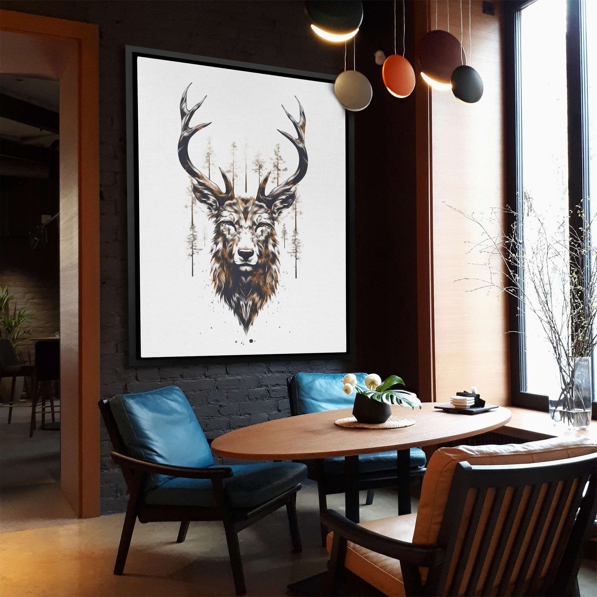 Fierce Buck - Black and White Wall Art in Black Frame