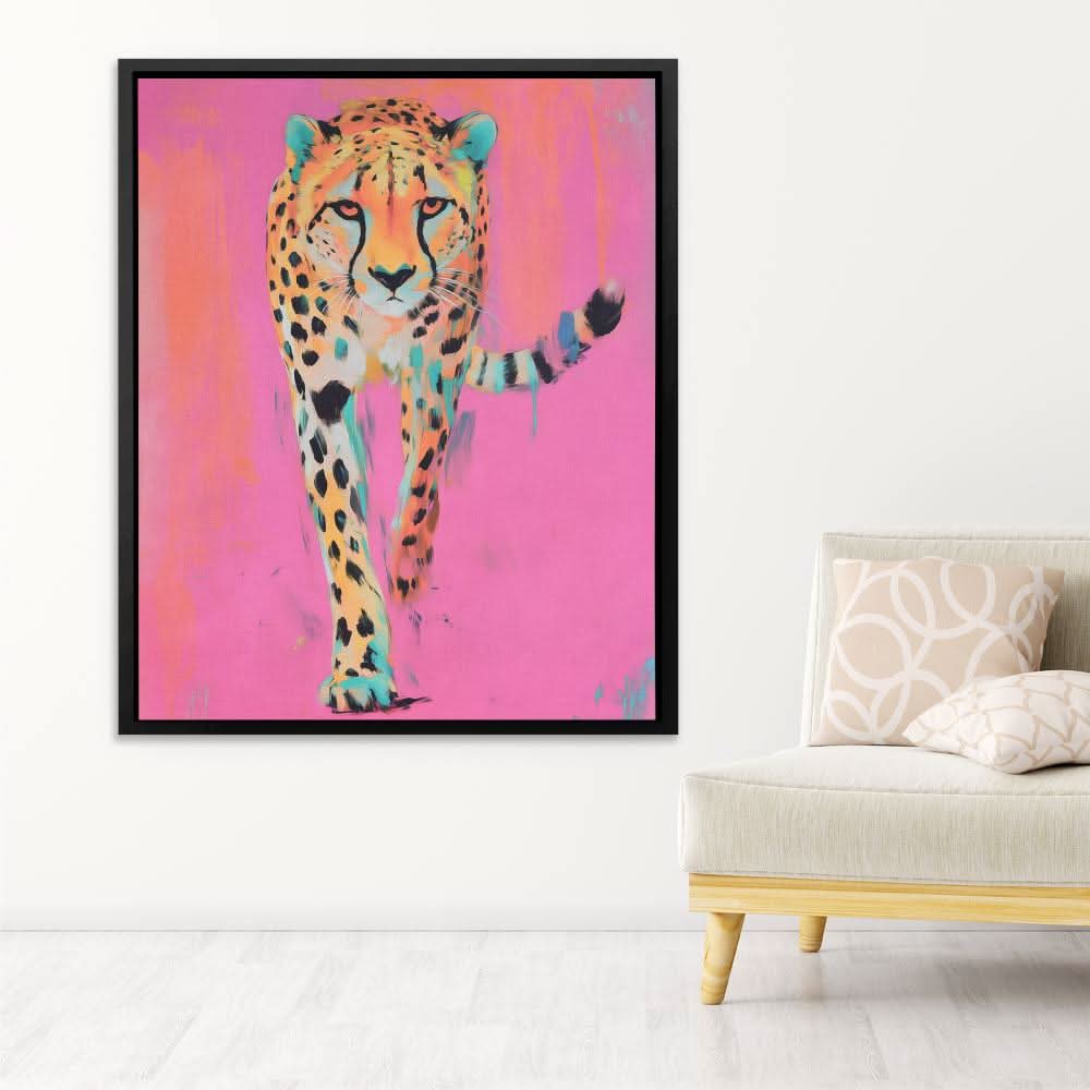 Fierce Cheetah in Pink - Colorful Cheetah Canvas Print
