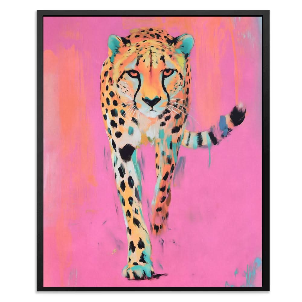 Fierce Cheetah in Pink - Big Cat Art for Bedroom