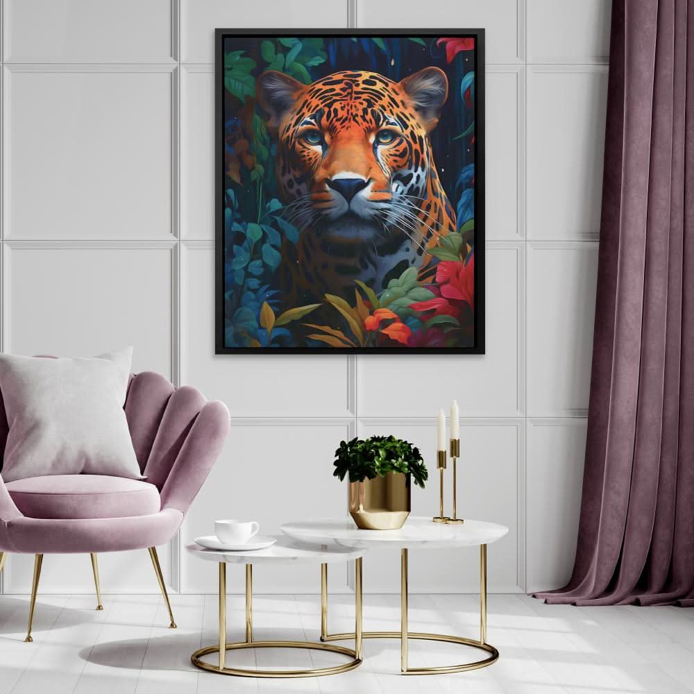 Fierce Jungle Cat - Large Watercolor Canvas Print