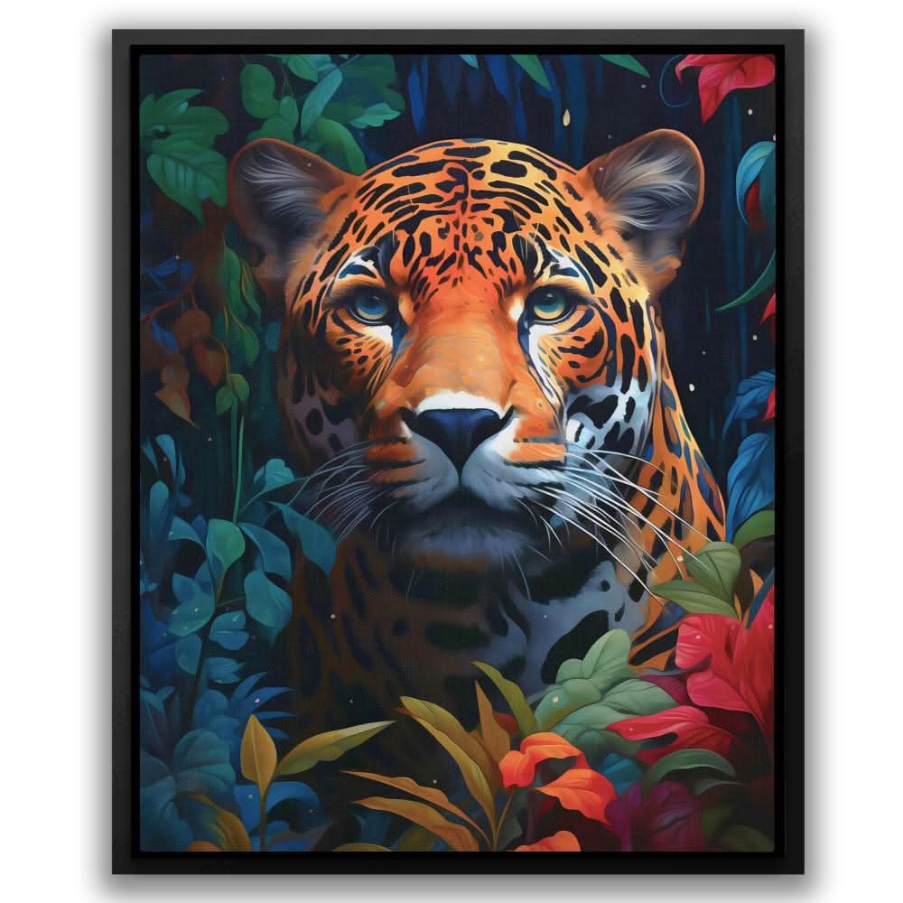 Fierce Jungle Cat - Big Cat Wall Art in Black Frame