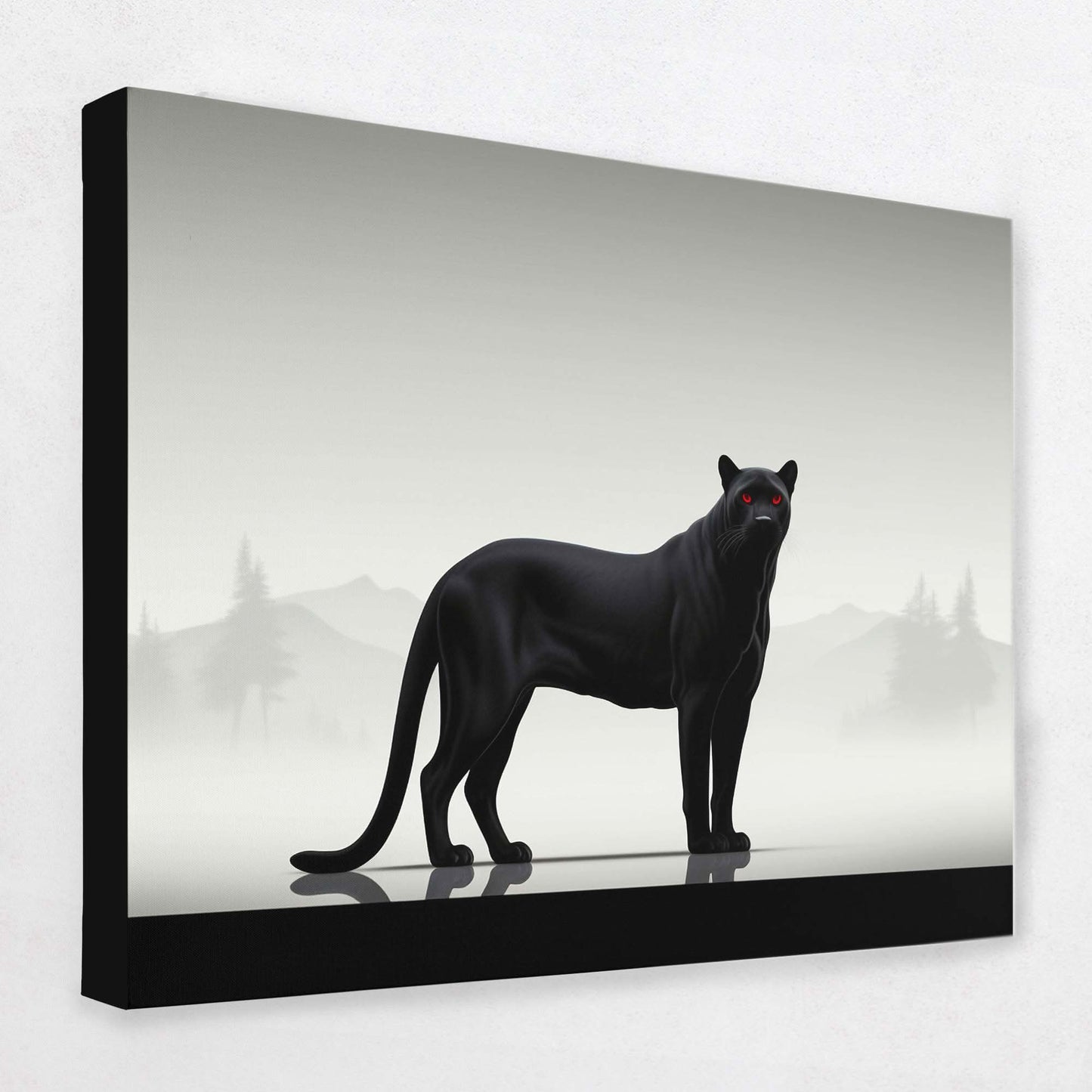 Fierce Panther - Big Cat Wall Art in Black Frame