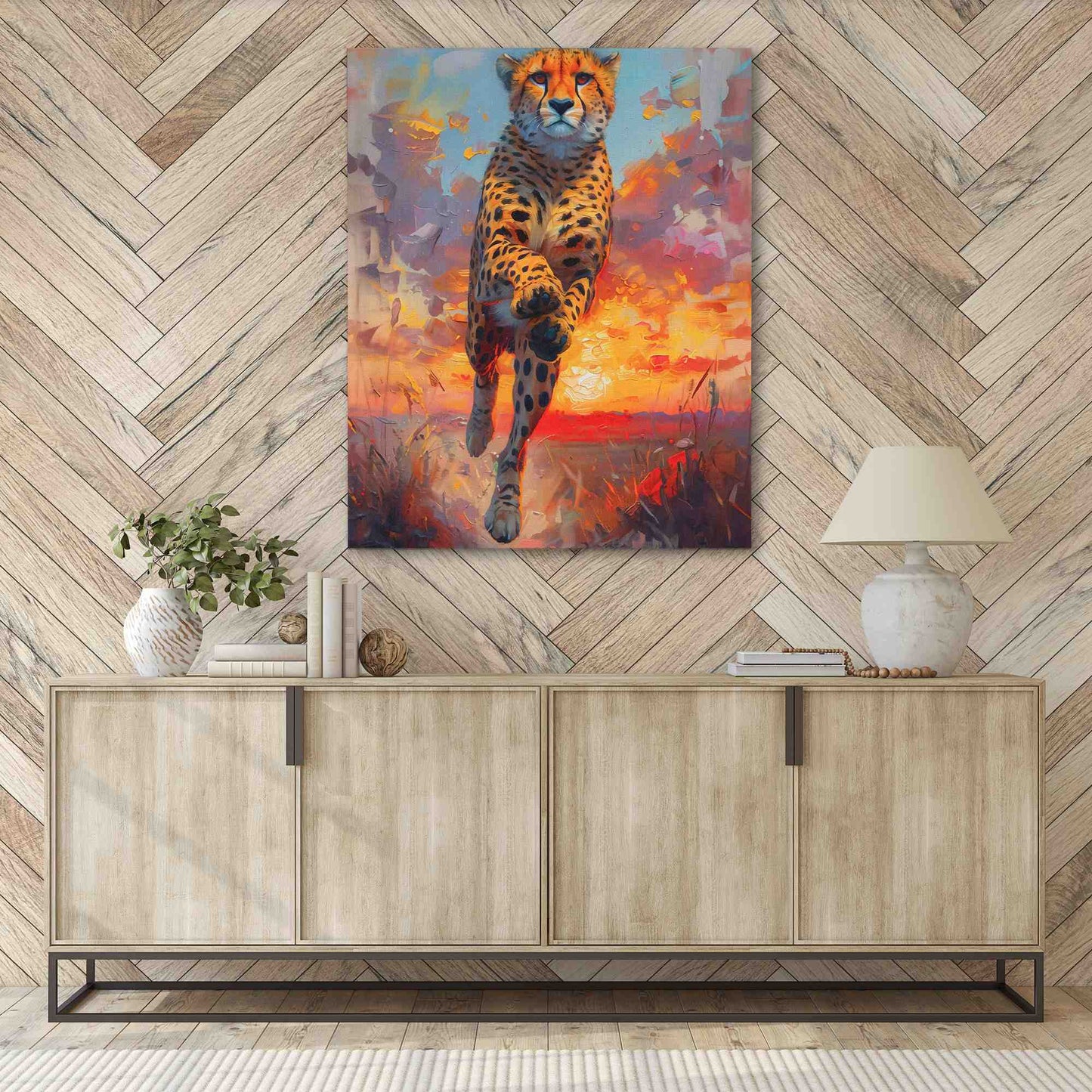 Fierce Predator - Big Cat Wall Art in Black Frame