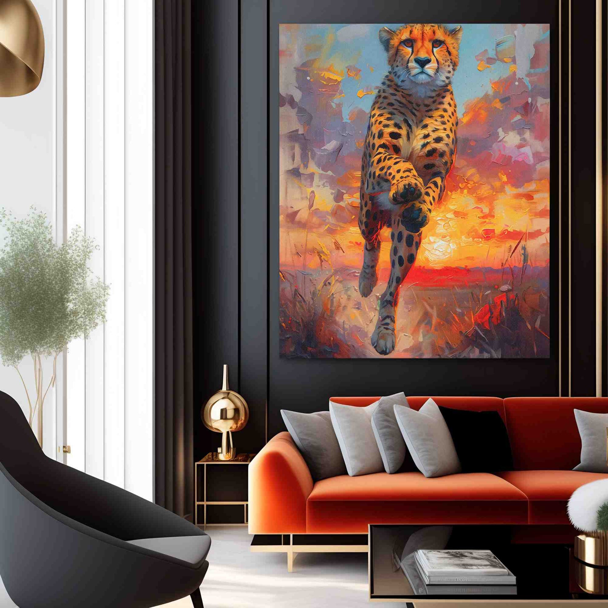 Fierce Predator - Impressionist Wall Art in Black Frame