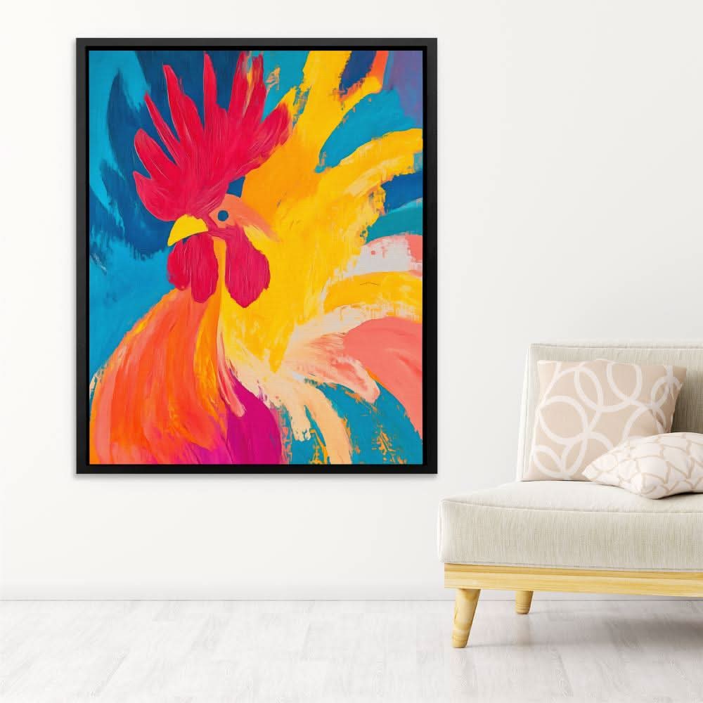 Fiery Dawn - Colorful Rooster Canvas Print