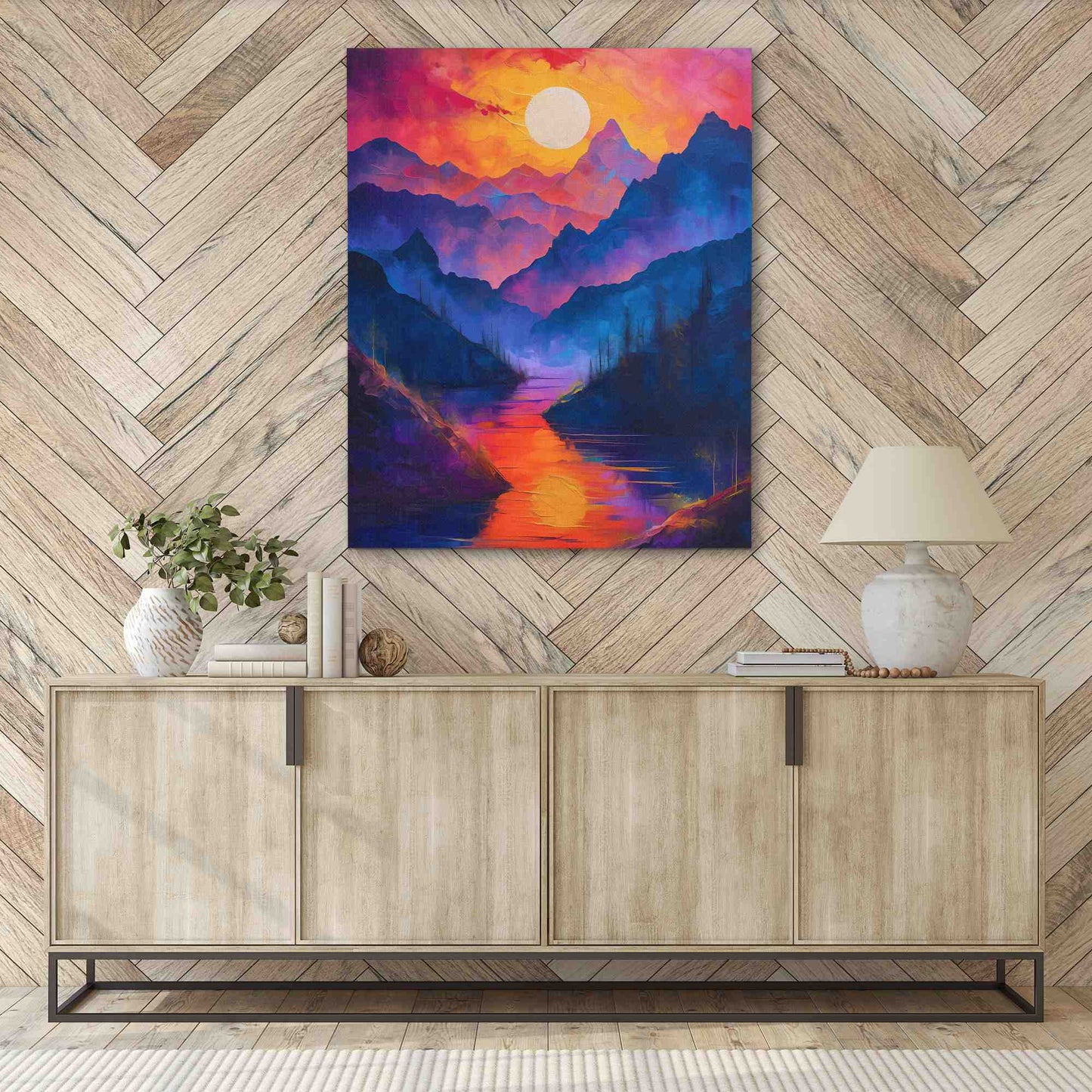 Fiery Sunset - Maximalist Colorful Canvas Wall Art