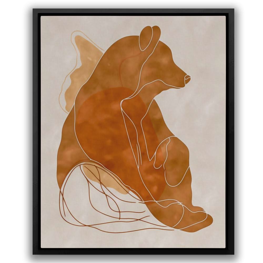 Figurative Bear - Beige Doodle Canvas Print