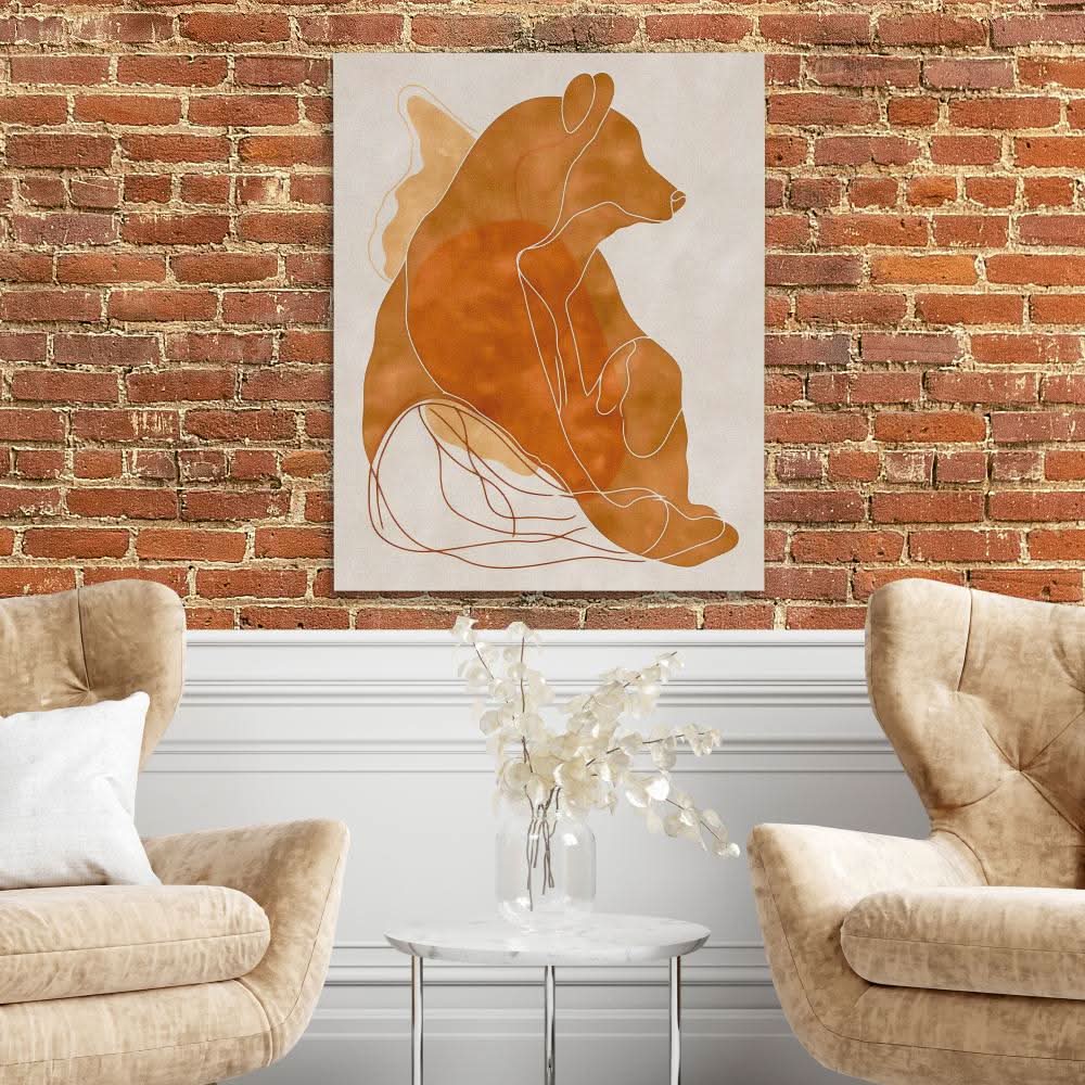 Figurative Bear - Large Minimalist Canvas Print