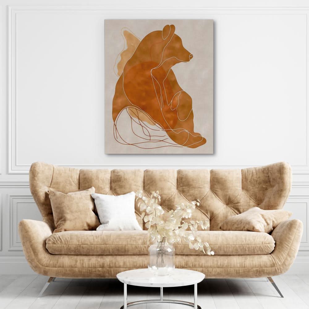 Figurative Bear - Beige Wall Art