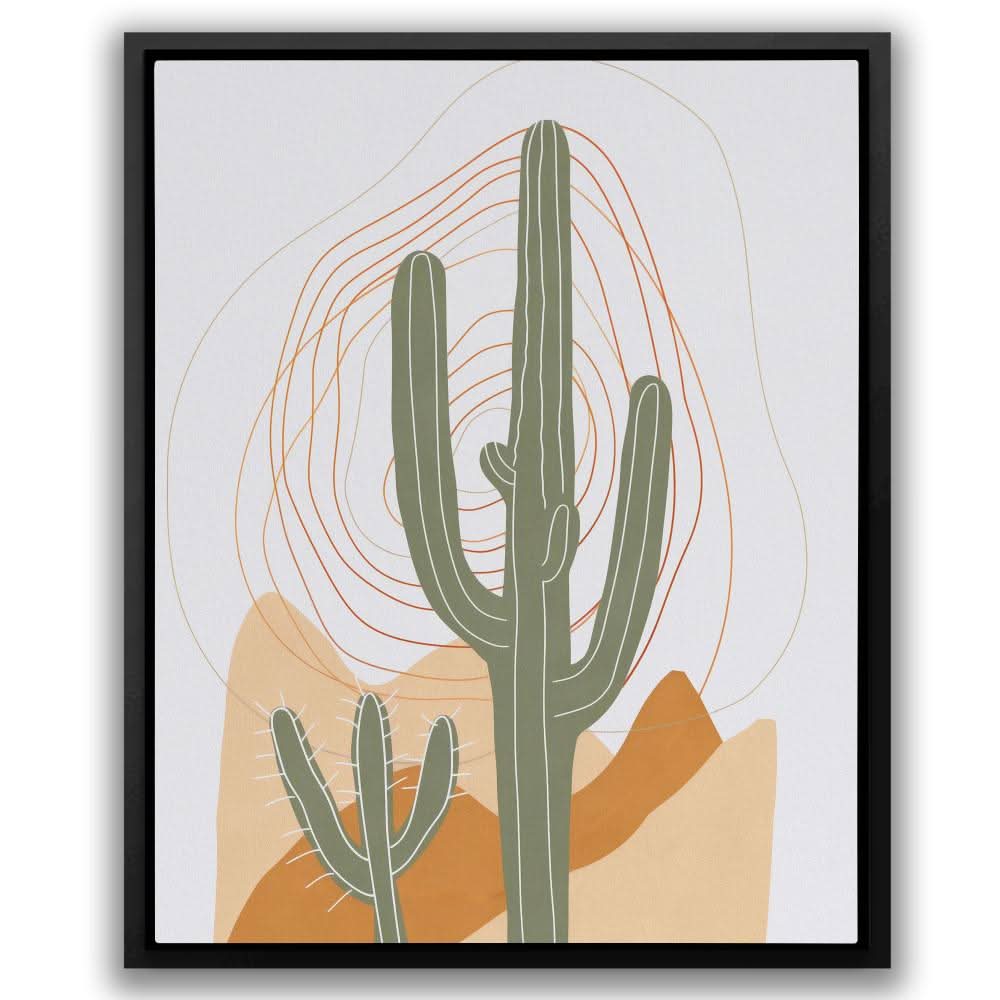 Figurative Cactus - Nature Wall Art in Black Frame