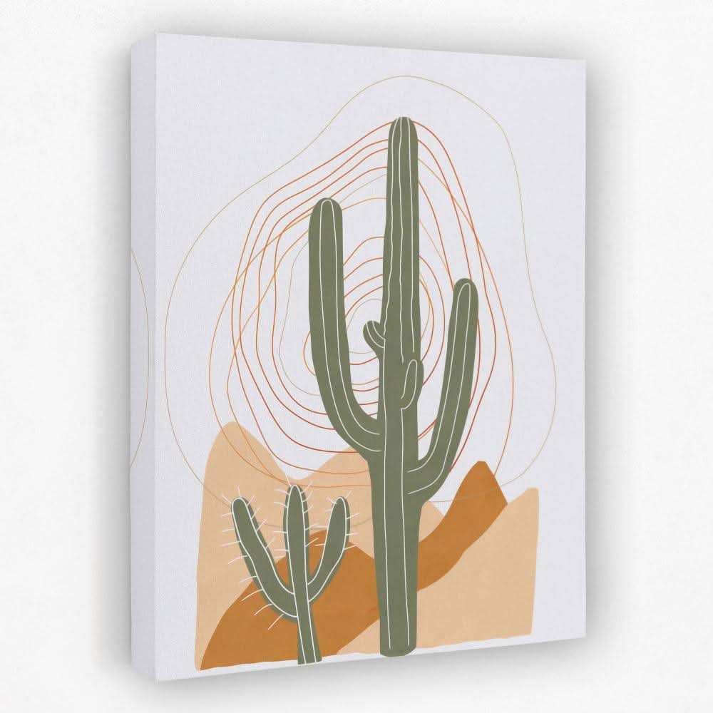 Figurative Cactus - Doodle Canvas Wall Art
